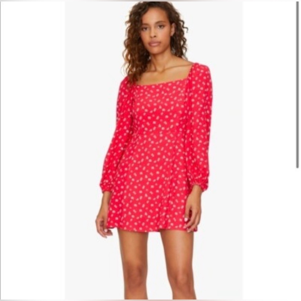 Sanctuary Red Floral Square-Neck Mini Dress